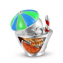 MAGIC CHARMS 1 件 S925 純銀骷髏果汁飲料吊飾 Diy 配件適合女士手鍊和項鍊,精美的節日珠寶禮物 - 銀色 - 查看 2