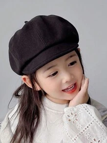1pc Newsboy Cap Autumn Wool Motorcycle Beret Stylish Winter Warm Bread Maker Girl Hat - Black - View 4