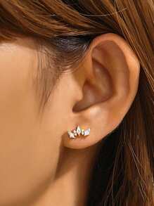 1對時尚皇冠耳釘女士925銀18k鍍金潮流配件2023趨勢,適合我的愛人每日佩戴,感恩節完美禮物 - 金色 - 查看 1