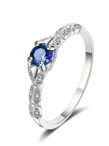 1 件时尚方晶锆石戒指，适合女士，适合情人节礼物，结婚订婚周年派对珠宝，情人节 - 1# - 查看 51