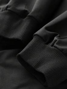 男孩嘻哈酷印花圓領運動衫,適用於秋冬休閒街頭風格 - 黑色 - 查看 3