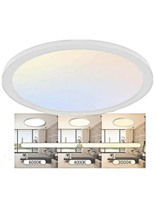 Lampara de Techo LED de Montaje Empotrado 30cm, 3 Modos de Iluminación 3000k/4000k/6000k Regulable, Redonda Plafon Modernas Para Interior 36W 5000 Lúmenes para Pasillo, Sala, Cocina - 3 colores - Ver 6