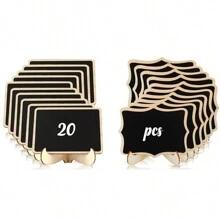 20 Pack Mini Chalkboard Signs, Framed Small Chalkboard Labels With Easel Stand, Wooden Blackboard For Table Numbers, Food Signs, Wedding Signs, Message Board, Place Cards And Event Decorations - Black - View 1