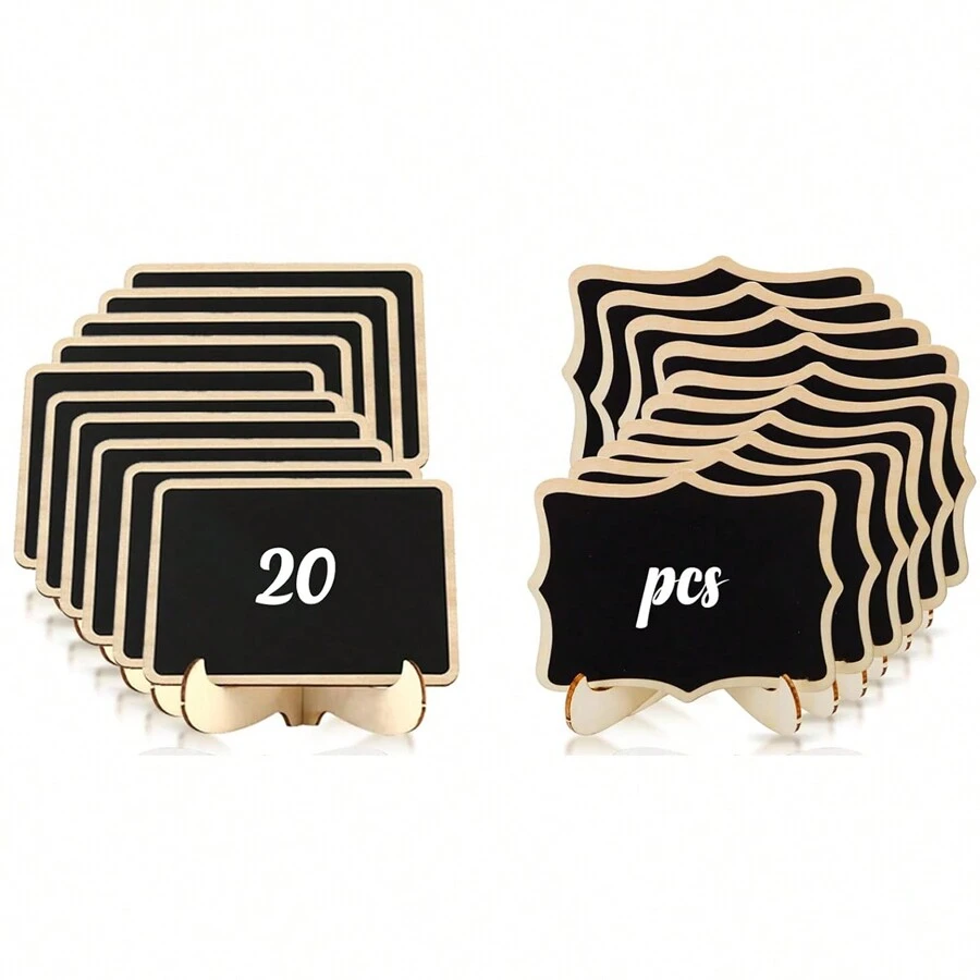 20 Pack Mini Chalkboard Signs, Framed Small Chalkboard Labels With Easel Stand, Wooden Blackboard For Table Numbers, Food Signs, Wedding Signs, Message Board, Place Cards And Event Decorations - Black - View 1