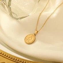 1入組簡約且時尚的18k鍍金不鏽鋼吊墜項鍊,男女均適合佩戴作為禮物贈送 - 聖母 - 查看 7