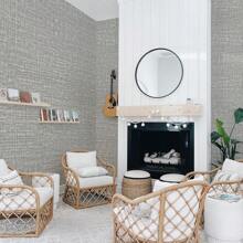 1卷自粘亞麻灰色壁紙,用於廚房,臥室,客廳裝飾 - 灰色 - 查看 3