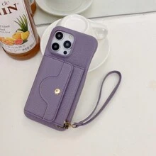 1pc Solid Color Litchi Texture Denim Pattern Lanyard With Built-In Makeup Mirror, Multi-Card Wallet Style Shockproof PU Leather Phone Case Compatible With IPhone 17 Air 16 15 14 Plus 13 12 11 Pro Max, Galaxy S20 S21 FE S22 S23 S24 Plus Note 20 Ultra A52 A52 A54 A03 A12 A13 A14 A21 A22 A23 A24 A32 A34 A42 A71 A72 A81 5G 4G, Pixel 10 9 8 7 6 Pro 7a 6a 4 XL, Edge 30