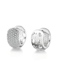 2入組時尚立體陀飛輪中空裝飾寬耳環,適合女性日常佩戴