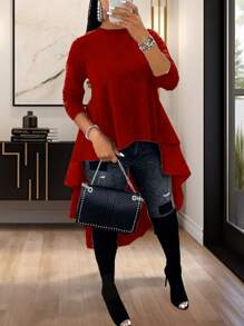 Bluson Cola De Pato Manga Larga Nuevo / - Rojo violeta - Ver 1