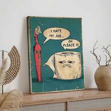 1個木框畫布,牙刷、紙巾、畫布海報、藝術品家裝、圖案牆藝術裝飾,適用於客廳、臥室、辦公室、餐廳、酒吧牆壁裝飾,防水、畫畫、印刷、術品,尺寸為12x16英寸 - 彩色 - 查看 2