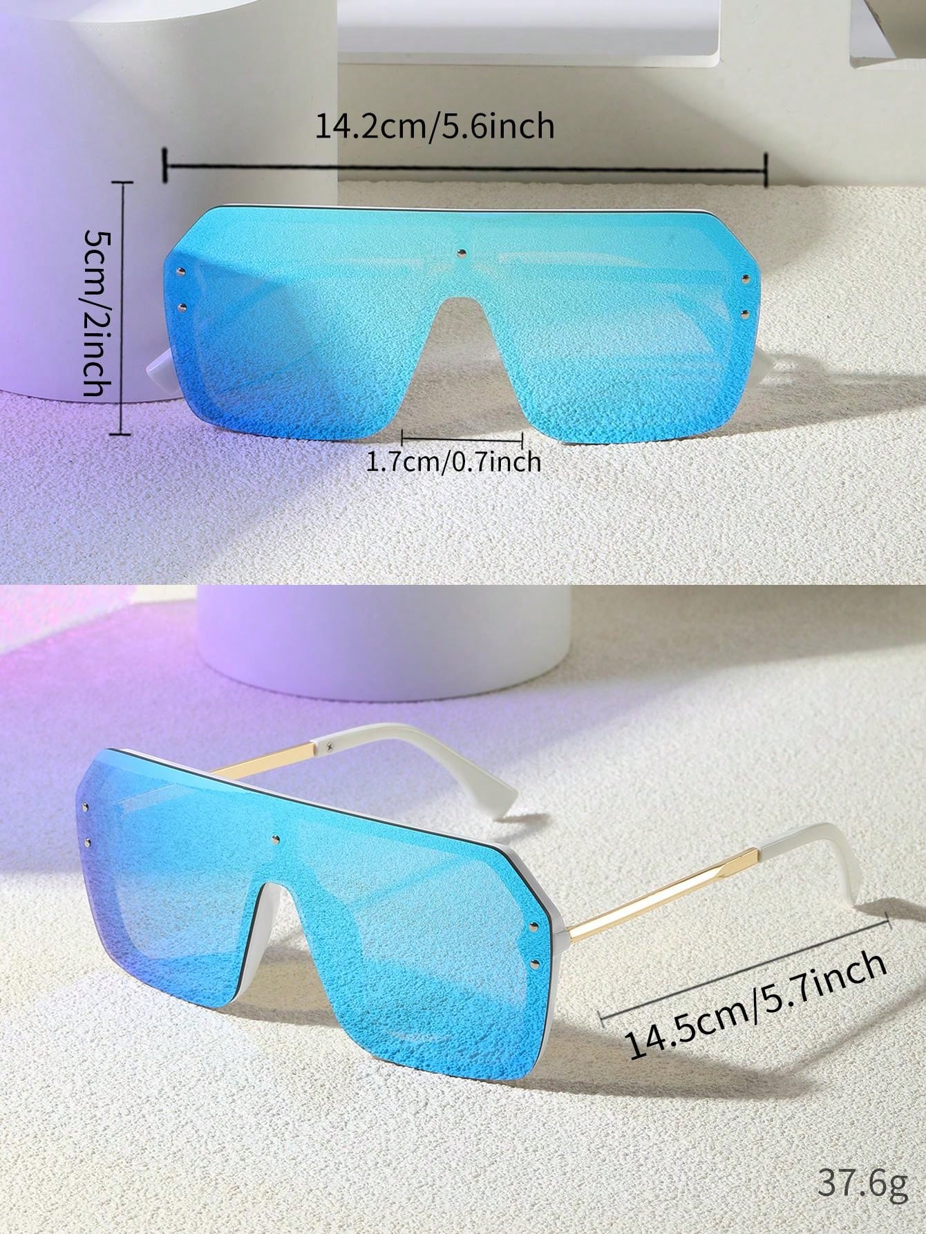 1pc New Style Metal OceanStyle Big Frame Fashion Glasses, With Double