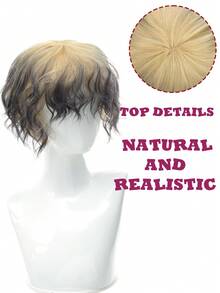 時尚男士短假髮亞麻棕色頭髮合成假髮帶瀏海男士女士男孩角色扮演服裝動漫萬聖節 - 漸層 - 查看 3