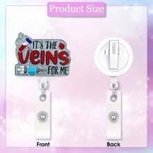 帶有醫生和護士徽章的閃光壓克力可伸縮徽章捲軸,用於存放身份證或鑰匙 - 銀色 - 查看 2