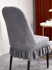 1張彈性椅套,帶裙白色椅套,適用於餐廳,婚禮,派對,宴會和家庭使用 - 深灰色 - 查看 4