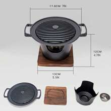 Japanese Style Single-Person Bbq Grill, Mini Alcohol Stove, Non-Stick Pan, Charcoal Grilled Meat Plate For Home, Outdoor, Camping - Black - View 3