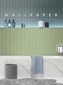 靈感來自瓷磚的實心顏色壁貼,10*20cm,9入組,綠色,可用於覆蓋或裝飾裂縫和刮痕,是家居卧室、客廳、廚房裝修和改造的理想選擇,可拆卸pvc自粘壁貼,diy裝飾效果 - 綠色 - 查看 3