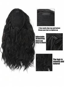 16 Inch Afro Kinky Curly Synthetic Hair Ponytail Extension For Daily Wear, Black Color, Suitable For African Women