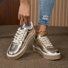 2024 New Arrival Stylish And Versatile Women's Gold-Colored Shoes With Comfortable, Anti-Slip And Soft, Wear-Resistant, Waterproof Jute Sole For Outdoor Leisure Sports - Gold - View 3