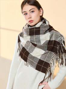 Casual Fashion Bufandas Inglés Pashminas Chalinas Mujer - Marrón - Ver 2