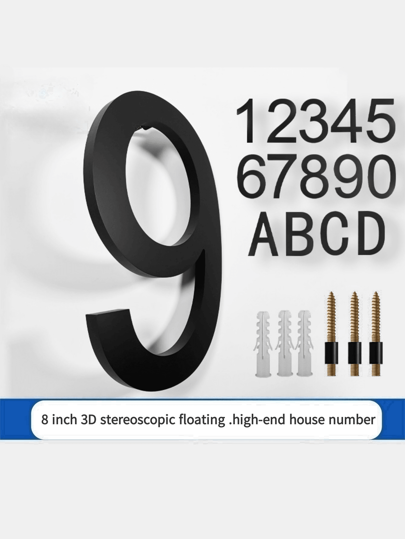 Una Pieza, Número De Casa De Alta Gama Colgante Tridimensional De 200 Mm/8 Pulgada, Acrílico Negro, Número De Calle Residencial Moderno, Hermoso, Deslumbrante Y Altamente Visible