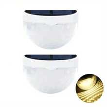 2入組太陽能電池供電的戶外花園牆燈,防水設計,6個led安全燈,非常適合樓梯、走道、庭院、花園、車道等（白光/暖光） - 白殼暖光 - 查看 8