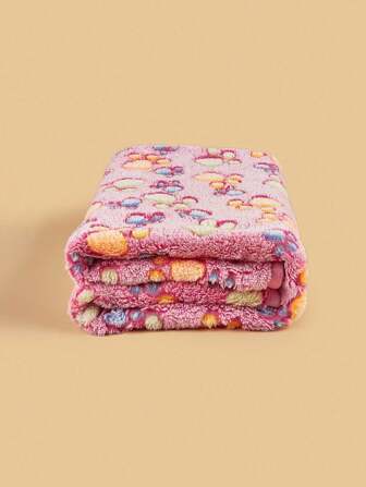 1 Dog Footprint Printed Pet Blanket For Cats And Dogs, Suitable For All Seasons, Suitable For Small And Medium-Sized Cats And Dogs