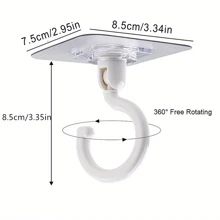 2 cái/5 cái Trần nhà Đã gắn Xoay Cái móc , 360 ° có thể xoay Lưu trữ , Thuận tiện , Khoan , Mạnh mẽ Ổ đỡ trục Dung tích , Tiết kiệm không gian , Tường & Móc treo , Linh hoạt Và Nhiều hướng - trắng - Xem 2