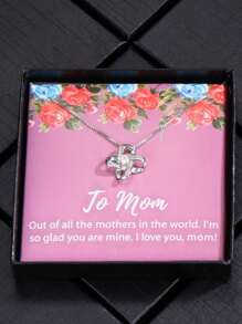 1入組『給我美麗的媽媽』鋯石愛結項鍊,送給媽媽的禮物,母親節禮物 - 彩色 - 查看 6