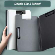 Carpeta A4 Beige/2 Piezas Con Clip Simple Y Doble, Vertical Y Horizontal, Caja De Almacenamiento Funcional De Capas Múltiples De Concha Dura - Beis - Ver 2