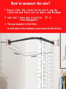 1pc Retractable Stainless Steel L-Shaped Bathtub Shower Curtain Rod, No Drill Installation, Suitable For Bathroom, Clothing Store, Private Space (Curtain Not Included), Black Home Bathroom Decor Fall Decor Bathroom Accessories Back To School