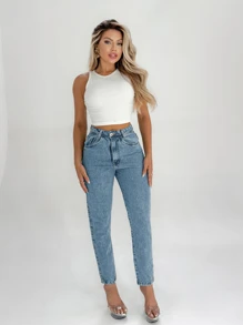 Women Jeans - Azul lavado medio - Ver 4
