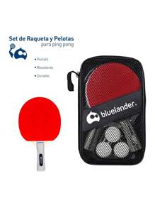 Set Bluelander de Ping Pong: 2 Raquetas, 3 Pelotas y maletin de transporte. Perfecto para Casa, Oficina y Deportivo. - Rojo - Ver 2