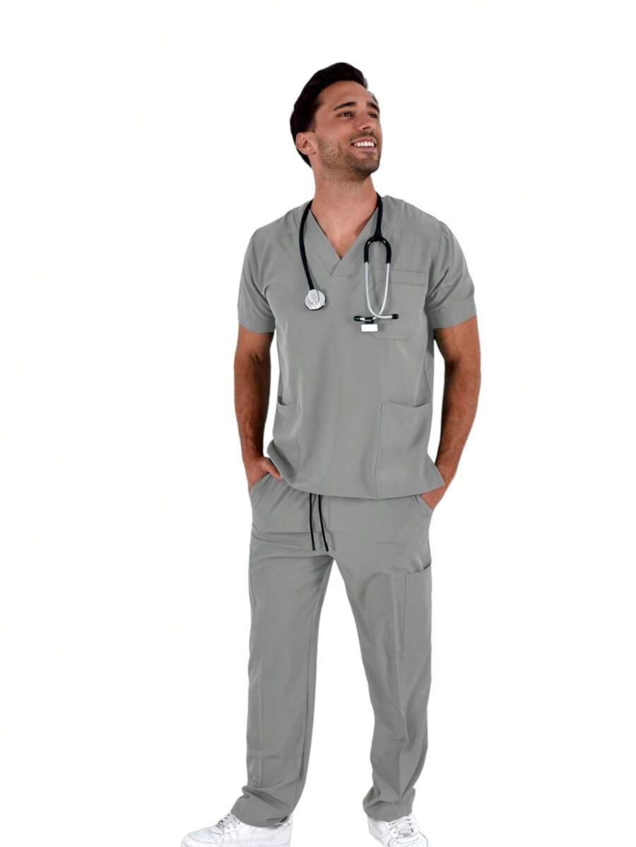 SOULMATE Pijama Quirúrgica Hombre Boston - Gris - Ver 1