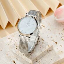 DK Của phụ nữ Đồng hồ , 1 Miếng Tự nhiên Vỏ bào ngư Quay số , Màu bạc Thép không gỉ Dây đeo lưới , Đúng mốt , Ánh sáng sang trọng , Retro , Chống nước , Thạch anh , Thích hợp Đối với Mặc hàng ngày , Cổ điển Và Linh hoạt - Bạc - Xem 2