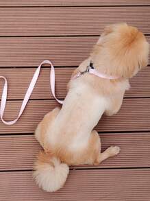 實色仿尼龍寵物頸圈和牽繩套裝 - 淺粉色 - 查看 5