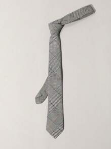 1 件男士休閒千鳥格紋和條紋圖案領帶,適合商務和日常穿著 - 彩色 - 查看 5