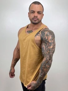 Regata Cavada Masculina em Algodão Básica Lisa Sem Estampa Marca Bombey