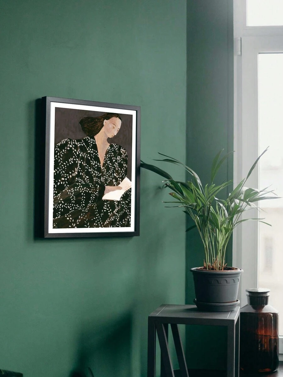 油畫畫布材質高清印刷海報,抽象白花服飾女性,法式復古小眾裝飾藝術風格,適合客廳、臥室、沙發背景、玄關櫃、餐桌展示、家居裝飾牆畫、無框核心替換品,安全 Pvc 管包裝 - 彩色 - 查看 1