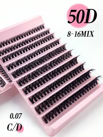 Miss Wink 50D Volume & Curl Soft Natural Synthetic Eyelash Extensions 8-16mm Mixed 0.07mm C/D Curl, 4/7/10 Rows,80/140/200 Clusters Waterproof Mink Fur Single Knot Fluffy 3D Effect Lashes, Suitable For Light/Heavy Makeup, Daily Wear, Events Lash Clusters,Eye Lash Clusters,Individual Eyelashes,Lashes,Fake Lashes