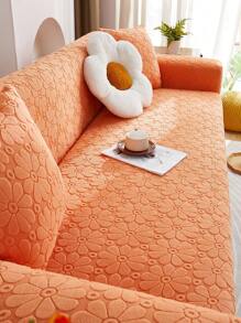 1 件向日葵印花全套沙發套,彈性提花沙發套,保護沙發免受貓侵害,四個季節,配有 1 個枕套 - 橘色 - 查看 3