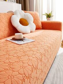 1 件向日葵印花全套沙發套,彈性提花沙發套,保護沙發免受貓侵害,四個季節,配有 1 個枕套 - 橘色 - 查看 4