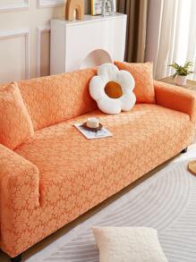 1 件向日葵印花全套沙發套,彈性提花沙發套,保護沙發免受貓侵害,四個季節,配有 1 個枕套 - 橘色 - 查看 1