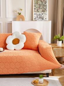 1 件向日葵印花全套沙發套,彈性提花沙發套,保護沙發免受貓侵害,四個季節,配有 1 個枕套 - 橘色 - 查看 5