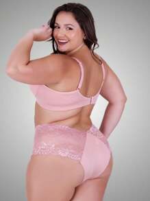 Plus Size Bra & Panty Sets - Baby Pink - View 2