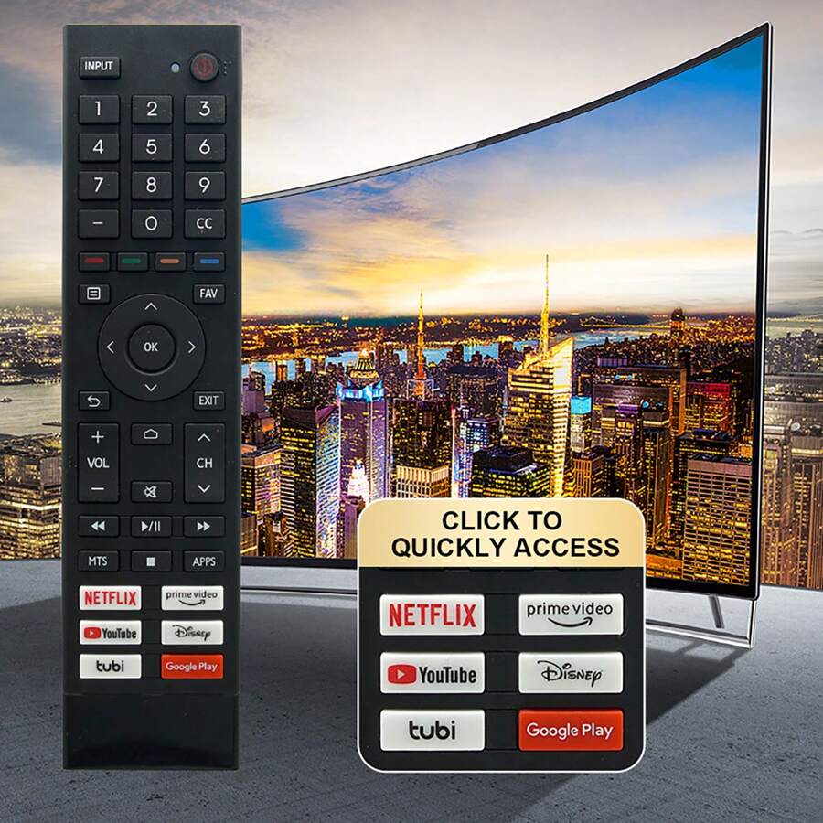 Erf3j80h全新適用於海信4k Uhd Android智能電視遙控器75a6g 75u6g 75u68g 70a6g 65a6g 65u68g,搭配primevideo按鍵 - 黑色 - 查看 1