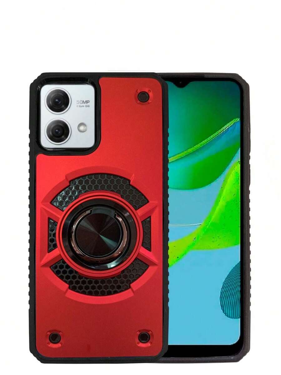 Funda De Uso Rudo Para Moto G84 Con Anillo Capitan - Rojo - Ver 1