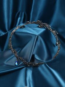 萬聖節仙女服裝頭飾、女式女孩頭飾、女王公主角色扮演葉水晶頭帶萬聖節聖誕婚禮配件 - 綠色 - 查看 3