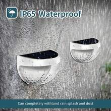 2入組太陽能電池供電的戶外花園牆燈,防水設計,6個led安全燈,非常適合樓梯、走道、庭院、花園、車道等（白光/暖光） - 白殼暖光 - 查看 2