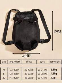 1入組寵物背包適用於貓和小狗,網眼透氣手提包 - 黑色 - 查看 2