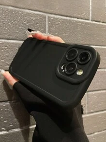 1入時尚獨特3D黑色啞面泡泡紗紋相機鏡頭保護手機殼，適用於iPhone - 黑色 - 查看 5